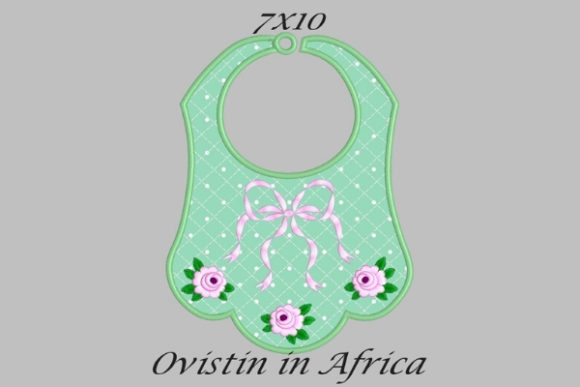 Adorable Green Baby Bib with Roses