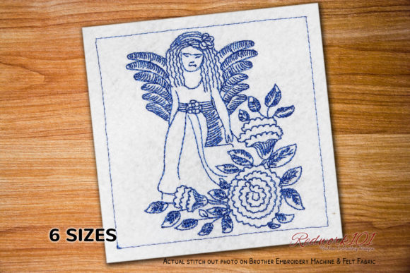 Angel and Spring Flowers Lineart: A Charming Embroidery Design