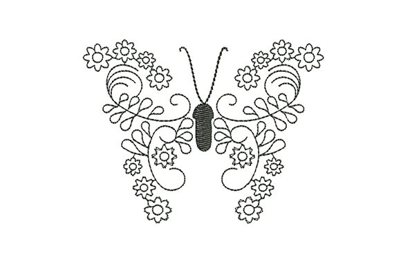 Butterfly Stylized Flowers: A Premium Embroidery Design