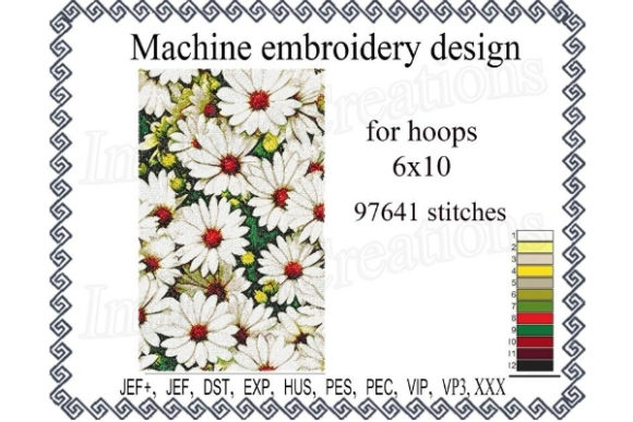 Chamomile Flowers Photo Stitch: A Festive Embroidery Gem
