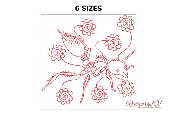Charming Fire Ant with Flowers Design