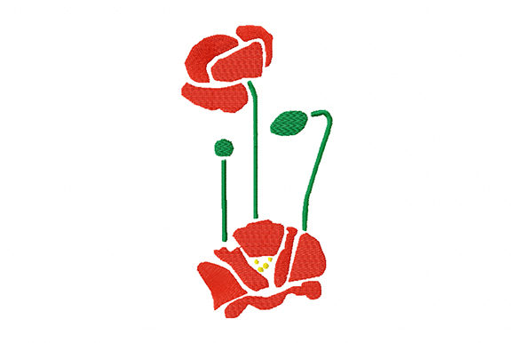 Charming Poppy Flowers for Embroidery