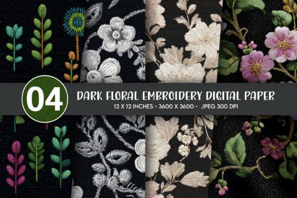 Dark Floral Embroidery for Business Merch