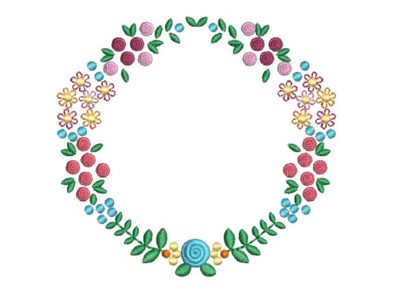 Flower and Roses Circle: A Festive Embroidery Design