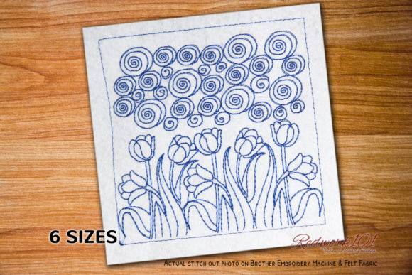 Flowers in Pond: A Delicate Embroidery Design