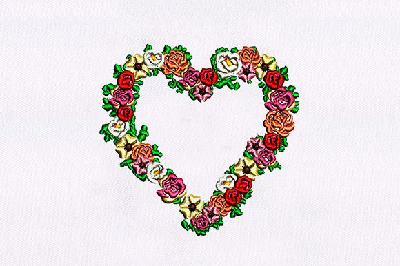 Heart Shape Flowers: A Charming Embroidery Design