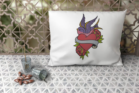 Heart with Roses and Bird: A Versatile Embroidery Design