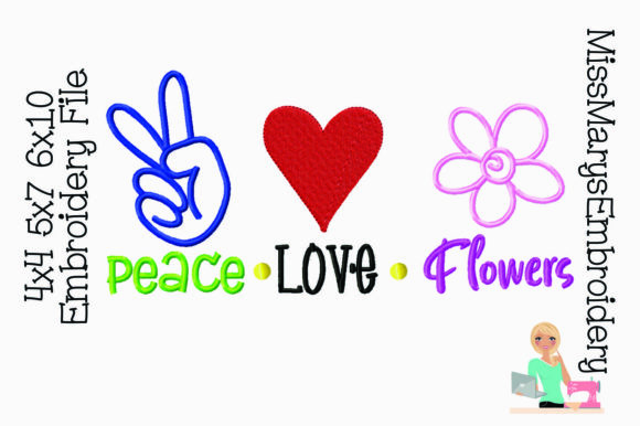 Peace Love Flowers: A Charming Spring Embroidery Design