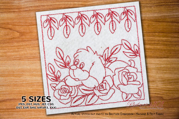 Puppy Sleeps in Flowers: A Charming Embroidery Design