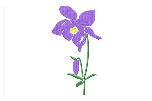 Purple Columbine Flowers: A Charming Embroidery Design