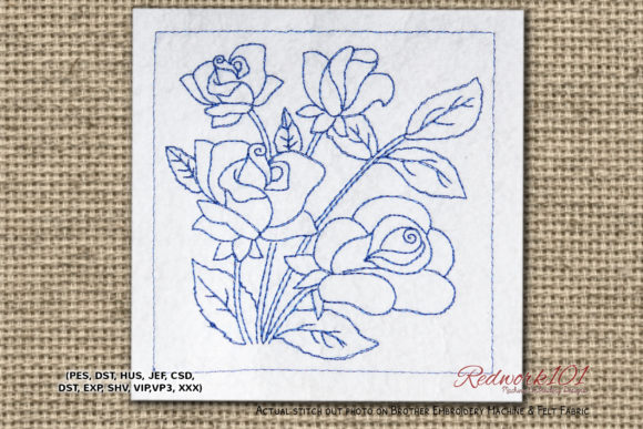 Review: Beautiful Roses with Leaves Redwork