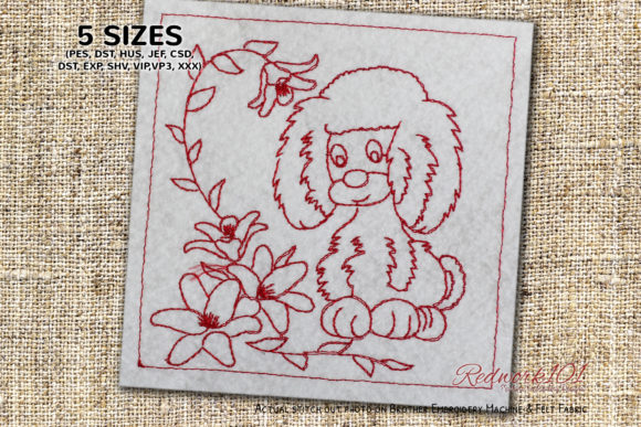 Review: Nice Puppy Looking at Flowers Redwork