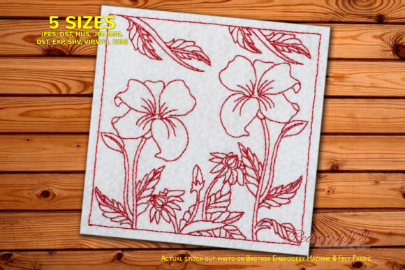 Two Beautiful Flowers Bluework: A Charming Embroidery Design